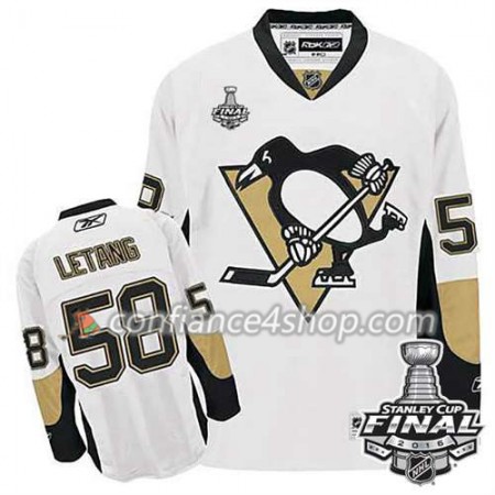 Reebok Maillot de Hockey Pittsburgh Penguins Kris Letang #58 blanc Extérieur 2016 Stanley Cup - Homme