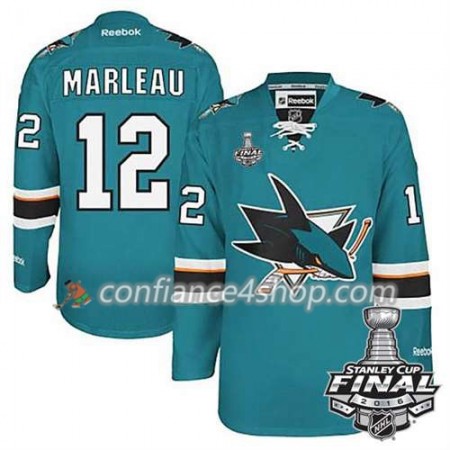Reebok Maillot de Hockey San Jose Sharks Patrick Marleau #12 Teal Domicile 2016 Stanley Cup - Homme Reebok Maillot de Hockey San Jose Sharks Patrick Marleau #12 Teal Domicile 2016 Stanley Cup - Homme