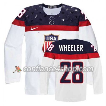 Maillot de Hockey Premier Olympic-USA Team Blake Wheeler #28 Domicile blanc - Femme Maillot de Hockey Premier Olympic-USA Team Blake Wheeler #28 Domicile blanc - Femme