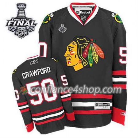 Maillot de Hockey Chicago Blackhawks Corey Crawford #50 Third Noir 2015 Stanley Cup - Homme