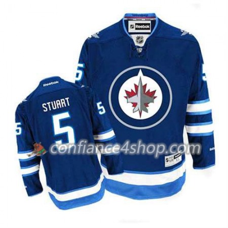 Reebok Maillot de Hockey Winnipeg Jets Mark Stuart #5 Domicile Bleu marin - Homme