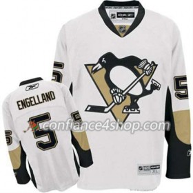 Reebok Maillot de Hockey Pittsburgh Penguins Deryk Engelland 5 Blanc Extérieur - Homme