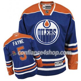 Reebok Maillot de Hockey Edmonton Oilers Mark Fayne #5 Domicile Bleu royal - Homme