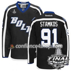 Reebok Maillot de Hockey Tampa Bay Lightning Steven Stamkos #91 Noir Third 2016 Stanley Cup - Homme
