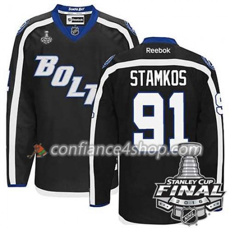 Reebok Maillot de Hockey Tampa Bay Lightning Steven Stamkos #91 Noir Third 2016 Stanley Cup - Homme