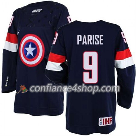 Maillot de Hockey Premier Olympic-USA Team Zach Parise #9 Navy - Homme