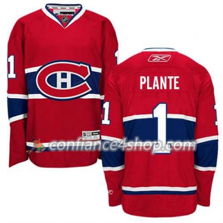 Reebok Maillot de Hockey Montreal Canadiens Jacques Plante #1 Domicile rouge - Homme