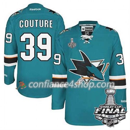 Reebok Maillot de Hockey San Jose Sharks Logan Couture #39 Teal Domicile 2016 Stanley Cup - Homme