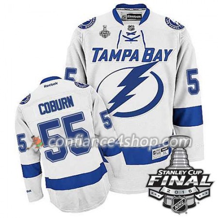 Reebok Maillot de Hockey Tampa Bay Lightning Braydon Coburn #55 blanc Extérieur 2016 Stanley Cup - Homme