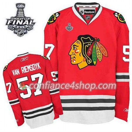 Maillot de Hockey Chicago Blackhawks Trevor Van Riemsdyk #57 Domicile rouge 2015 Stanley Cup - Homme