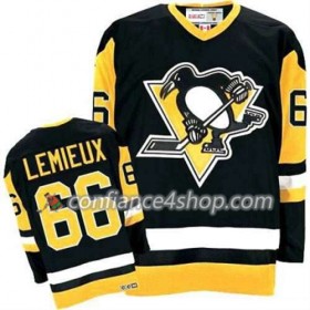Reebok Maillot de Hockey Pittsburgh Penguins Mario Lemieux CCM 66 Noir Throwback - Homme