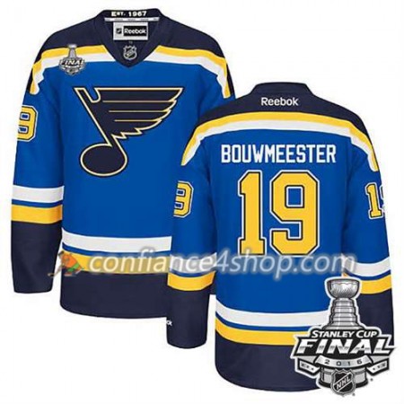 Reebok Maillot de Hockey St. Louis Blues Jay Bouwmeester #19 Bleu Domicile 2016 Stanley Cup - Homme
