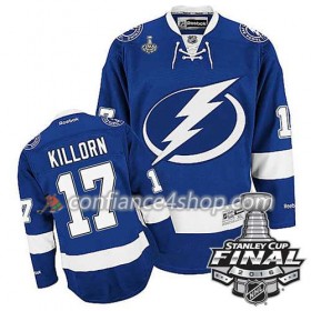 Reebok Maillot de Hockey Tampa Bay Lightning Alex Killorn #17 Bleu Domicile 2016 Stanley Cup - Homme