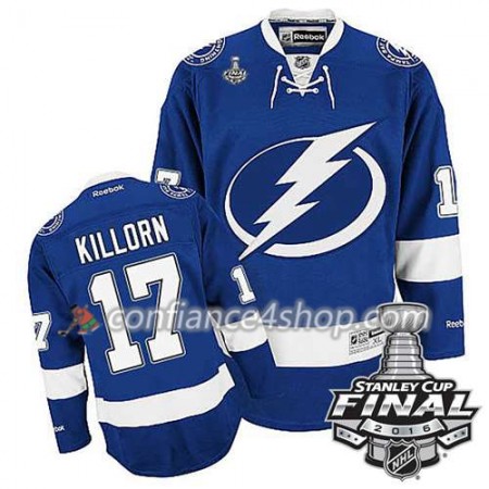 Reebok Maillot de Hockey Tampa Bay Lightning Alex Killorn #17 Bleu Domicile 2016 Stanley Cup - Homme