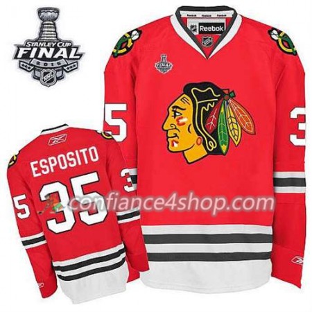Maillot de Hockey Chicago Blackhawks Tony Esposito #35 Domicile rouge 2015 Stanley Cup - Homme