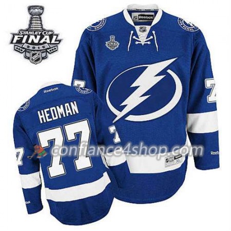 Maillot de Hockey Tampa Bay Lightning Victor Hedman #77 Domicile Bleu royal 2015 Stanley Cup - Homme