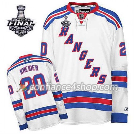 Maillot de Hockey New York Rangers Chris Kreider #20 Extérieur blanc 2014 Stanley Cup - Homme Maillot de Hockey New York Rangers Chris Kreider #20 Extérieur blanc 2014 Stanley Cup - Homme