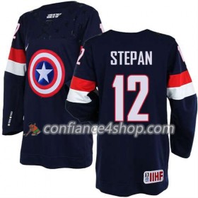 Maillot de Hockey Premier Olympic-USA Team Derek Stepan #12 Navy - Homme