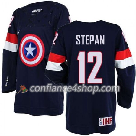 Maillot de Hockey Premier Olympic-USA Team Derek Stepan #12 Navy - Homme