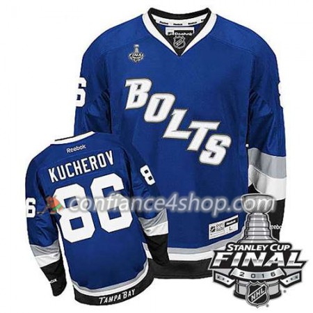Reebok Maillot de Hockey Tampa Bay Lightning Nikita Kucherov #86 Bleu Third 2016 Stanley Cup - Homme