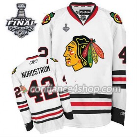 Maillot de Hockey Chicago Blackhawks Joakim Nordstrom #42 Extérieur blanc 2015 Stanley Cup - Homme