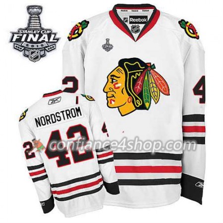 Maillot de Hockey Chicago Blackhawks Joakim Nordstrom #42 Extérieur blanc 2015 Stanley Cup - Homme Maillot de Hockey Chicago Blackhawks Joakim Nordstrom #42 Extérieur blanc 2015 Stanley Cup - Homme