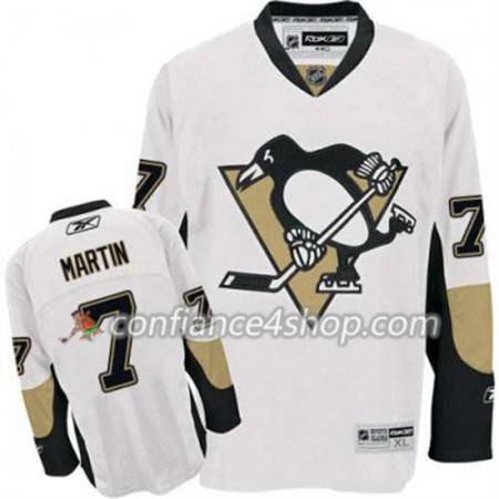 Reebok Maillot de Hockey Pittsburgh Penguins Paul Martin 7 Blanc Extérieur - Homme