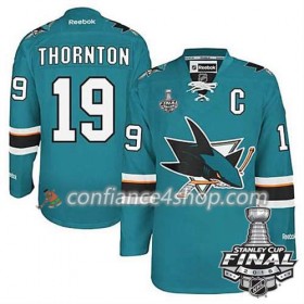 Reebok Maillot de Hockey San Jose Sharks Joe Thornton Captain #19 Teal Domicile 2016 Stanley Cup - Homme