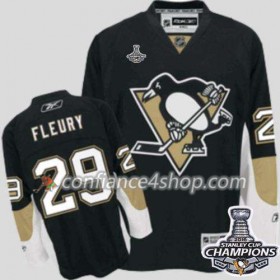 Reebok Maillot de Hockey Pittsburgh Penguins Marc-Andre Fleury 29 Noir Domicile 2016 Stanley Cup - Homme