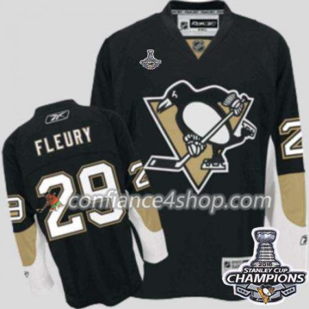 Reebok Maillot de Hockey Pittsburgh Penguins Marc-Andre Fleury 29 Noir Domicile 2016 Stanley Cup - Homme
