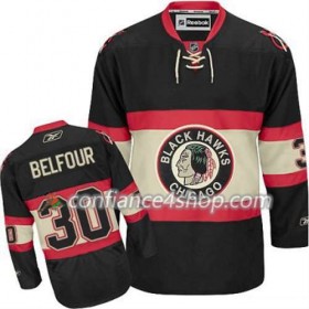 Reebok Maillot de Hockey Chicago Blackhawks ED Belfour #30 Noir Third - Femme