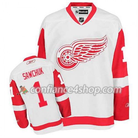 Reebok Maillot de Hockey Detroit Red Wings Terry Sawchuk #1 Extérieur blanc - Homme