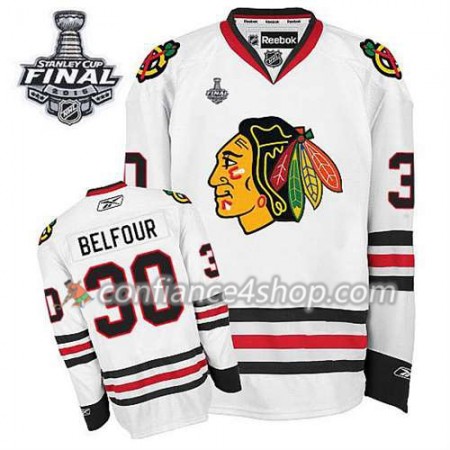 Maillot de Hockey Chicago Blackhawks ED Belfour #30 Extérieur blanc 2015 Stanley Cup - Homme