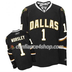 Reebok Maillot de Hockey Dallas Stars Gump Worsley #1 Premier Noir - Homme