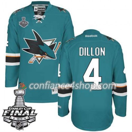 Reebok Maillot de Hockey San Jose Sharks Brenden Dillon #4 Teal Domicile 2016 Stanley Cup - Homme