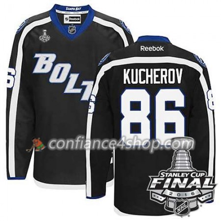 Reebok Maillot de Hockey Tampa Bay Lightning Nikita Kucherov #86 Noir Third 2016 Stanley Cup - Homme