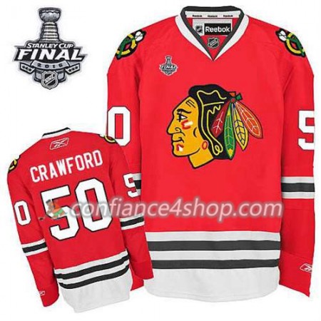Maillot de Hockey Chicago Blackhawks Corey Crawford #50 Domicile rouge 2015 Stanley Cup - Homme