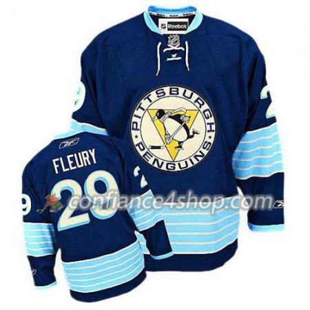 Reebok Maillot de Hockey Pittsburgh Penguins Marc-Andre Fleury 29 Bleu marin Third Vintage - Homme