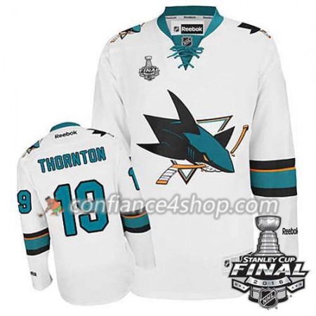 Reebok Maillot de Hockey San Jose Sharks Joe Thornton #19 blanc Extérieur 2016 Stanley Cup - Homme