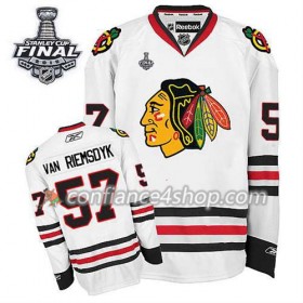 Maillot de Hockey Chicago Blackhawks Trevor Van Riemsdyk #57 Extérieur blanc 2015 Stanley Cup - Homme