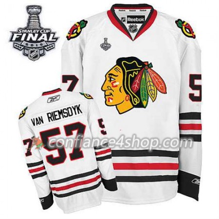 Maillot de Hockey Chicago Blackhawks Trevor Van Riemsdyk #57 Extérieur blanc 2015 Stanley Cup - Homme