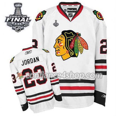 Maillot de Hockey Chicago Blackhawks Michael Jordan #23 Extérieur blanc 2015 Stanley Cup - Homme