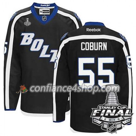 Reebok Maillot de Hockey Tampa Bay Lightning Braydon Coburn #55 Noir Third 2016 Stanley Cup - Homme