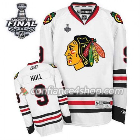 Maillot de Hockey Chicago Blackhawks Bobby Hull #9 Extérieur blanc 2015 Stanley Cup - Homme