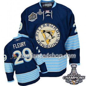 Reebok Maillot de Hockey Pittsburgh Penguins Marc-Andre Fleury 29 Bleu marin Third 2016 Stanley Cup - Homme