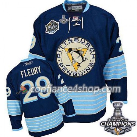 Reebok Maillot de Hockey Pittsburgh Penguins Marc-Andre Fleury 29 Bleu marin Third 2016 Stanley Cup - Homme