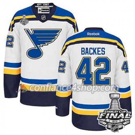 Reebok Maillot de Hockey St. Louis Blues David Backes #42 blanc Extérieur 2016 Stanley Cup - Homme