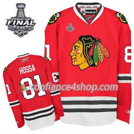 Maillot de Hockey Chicago Blackhawks Marian Hossa #81 Domicile rouge 2015 Stanley Cup - Homme
