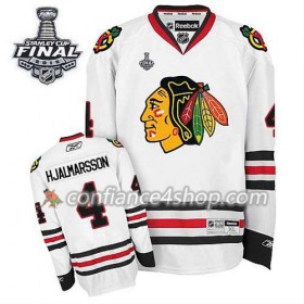 Maillot de Hockey Chicago Blackhawks Niklas Hjalmarsson #4 Extérieur blanc 2015 Stanley Cup - Homme