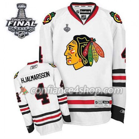 Maillot de Hockey Chicago Blackhawks Niklas Hjalmarsson #4 Extérieur blanc 2015 Stanley Cup - Homme